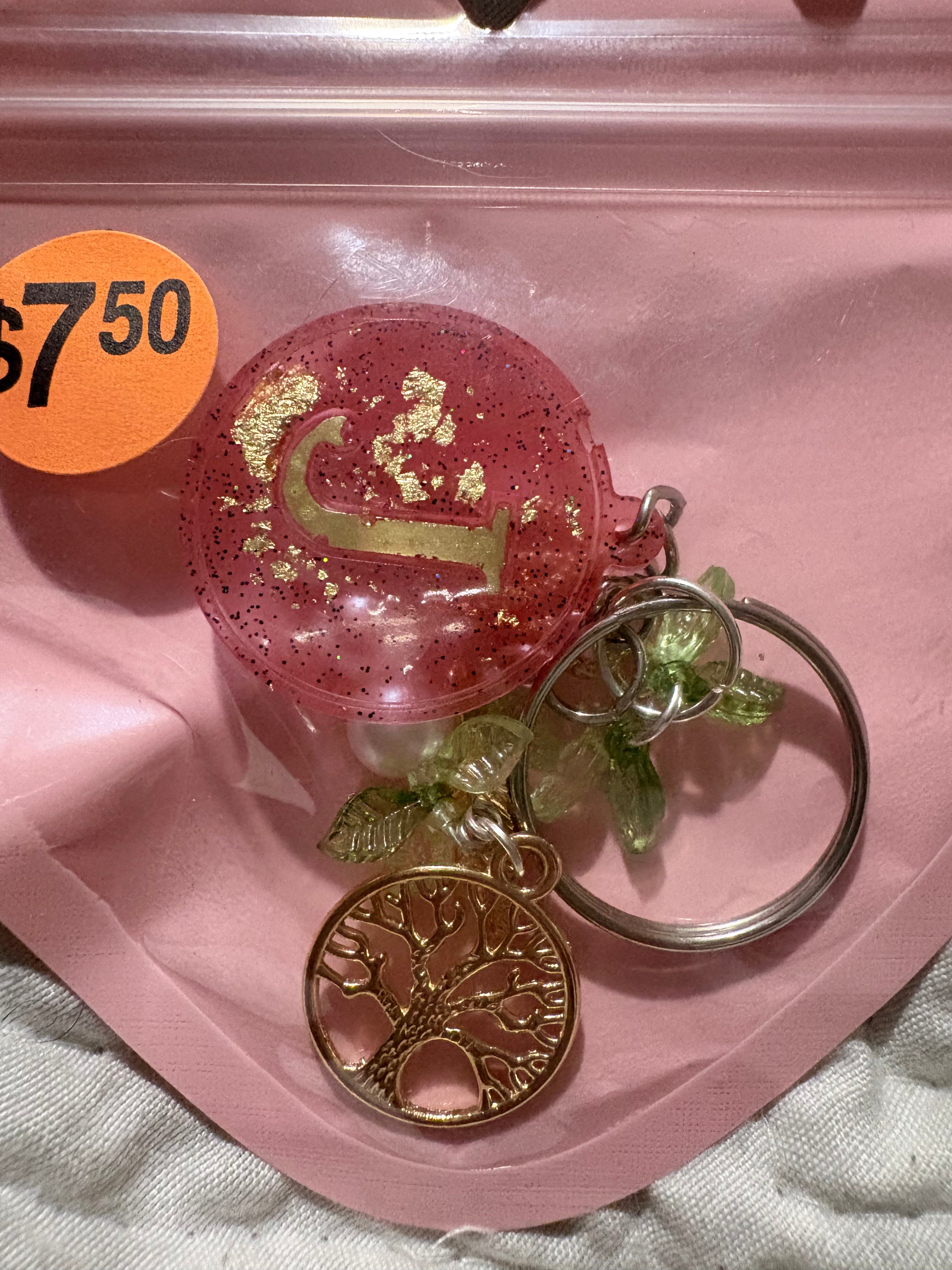 J initial keychain charm