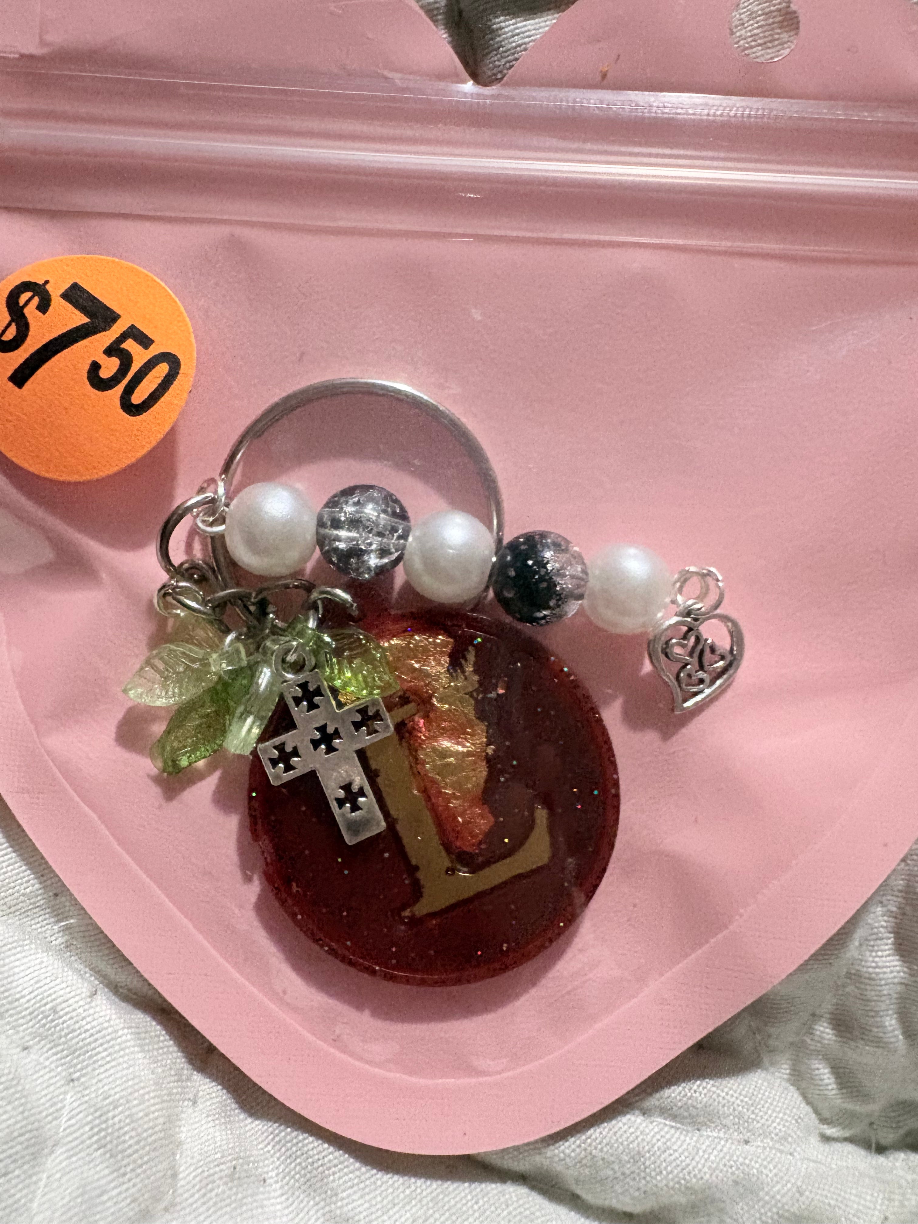 L initial keychain charm