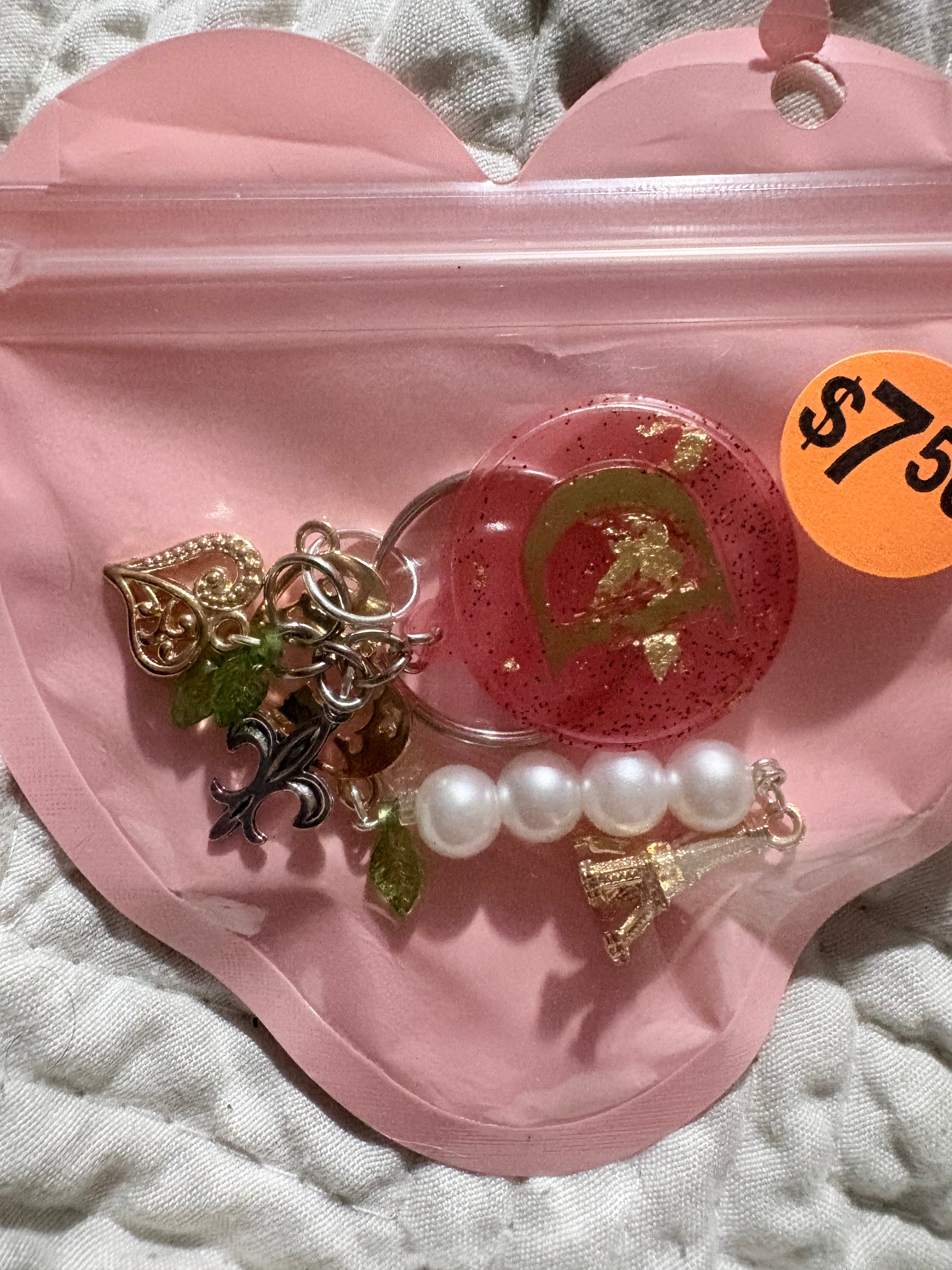 D initial keychain charm