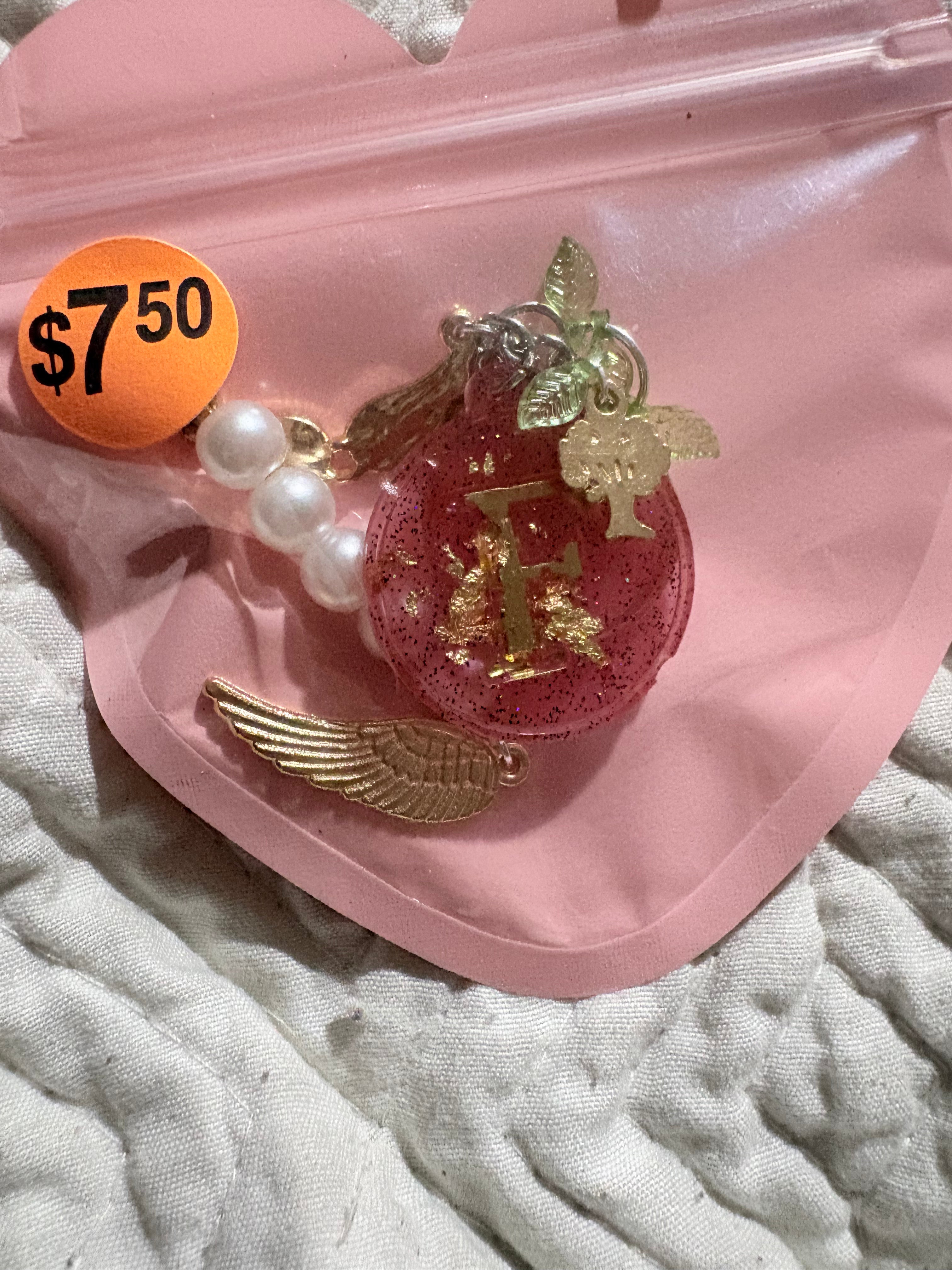 F initial keychain charm