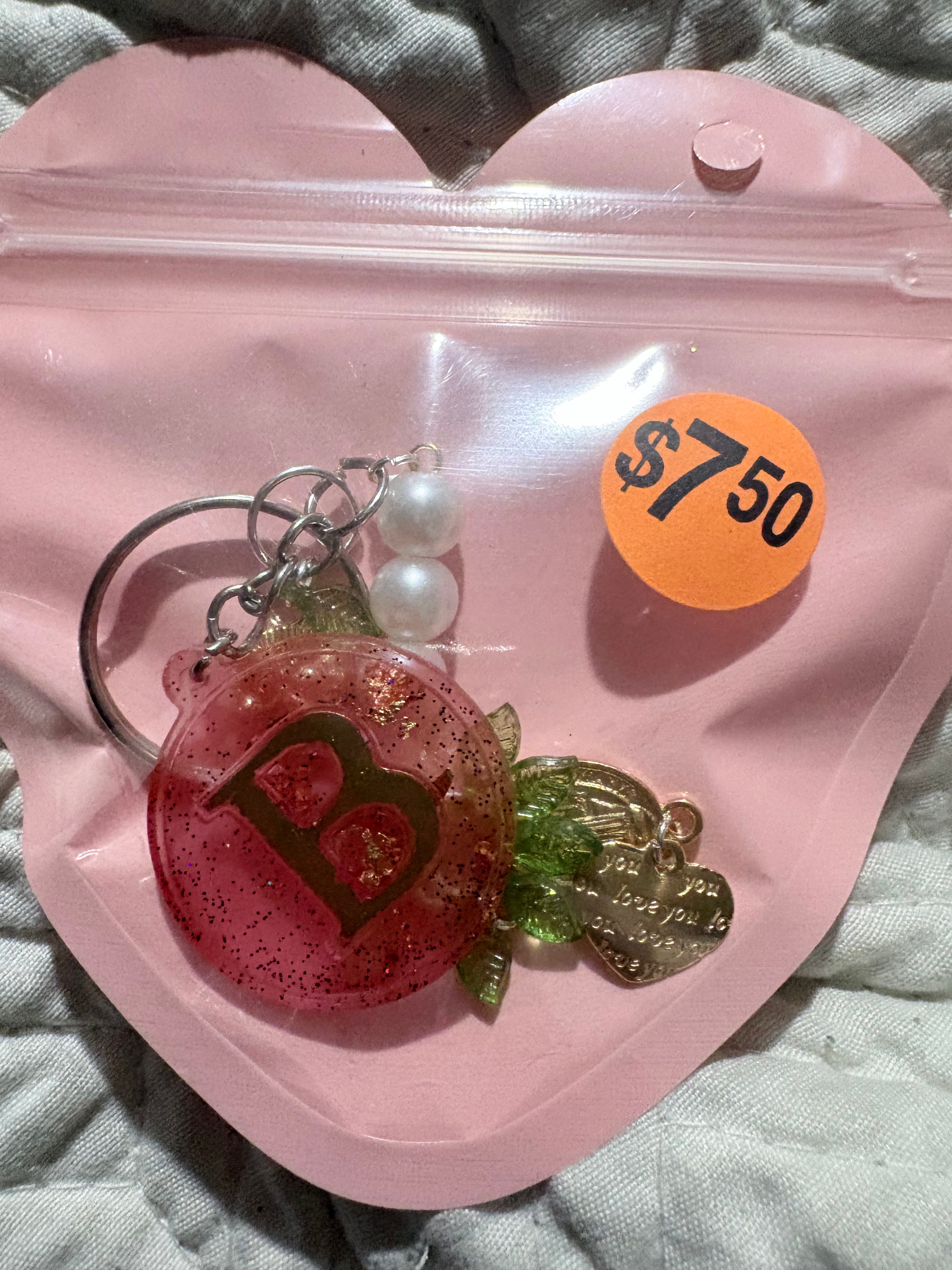 B initial keychain charm