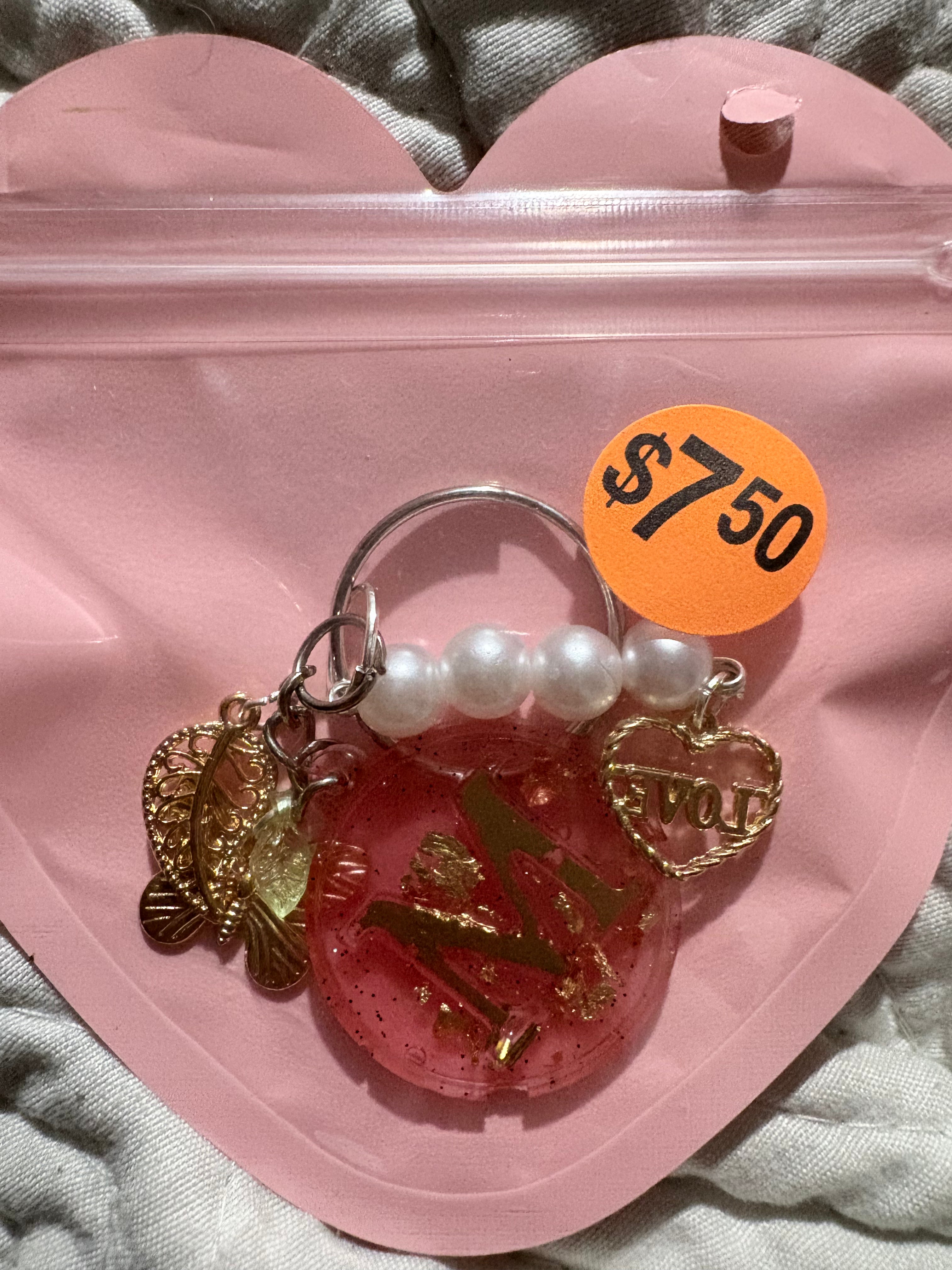 M initial keychain charm
