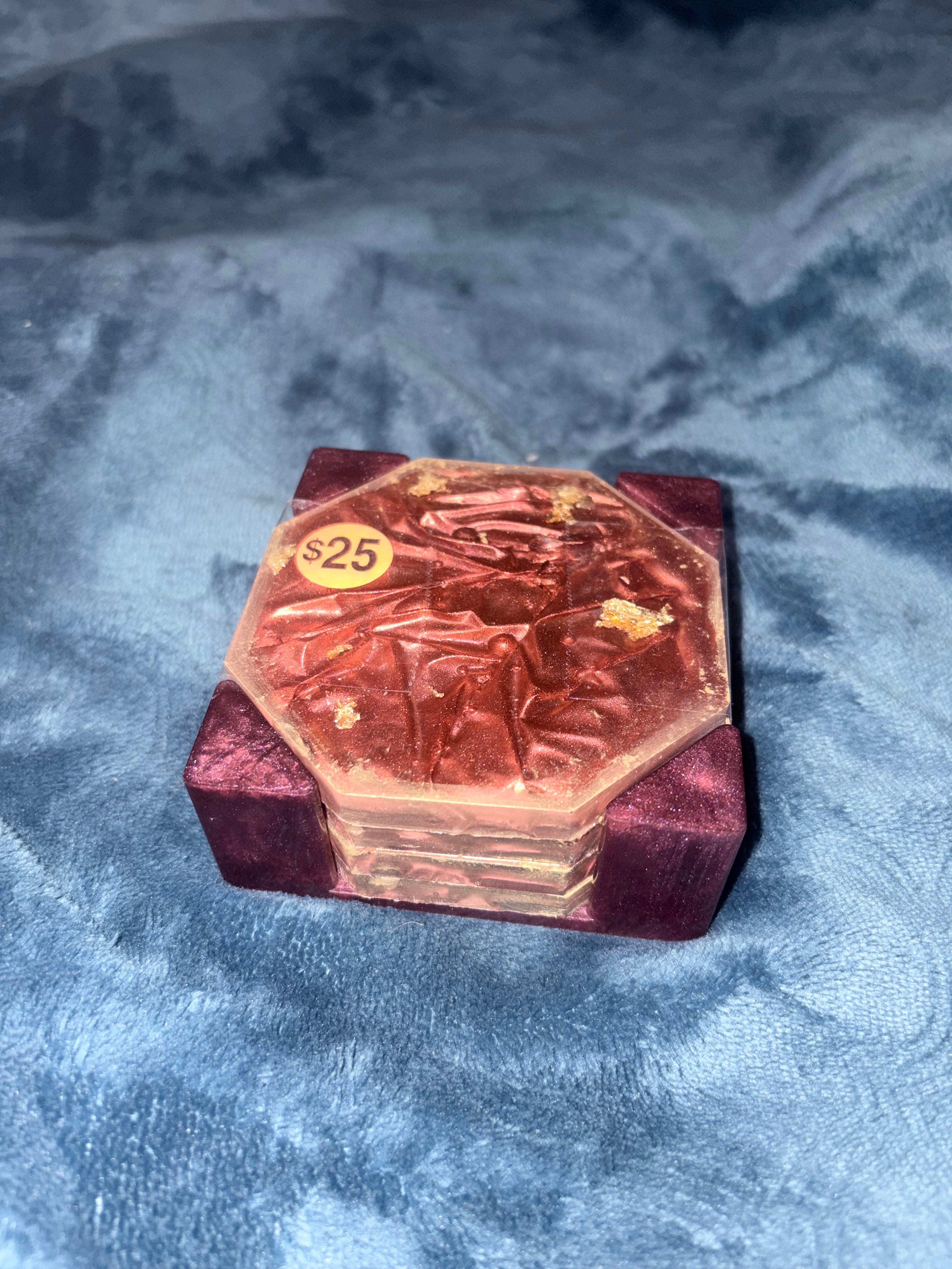 4 piece coaster set and holder